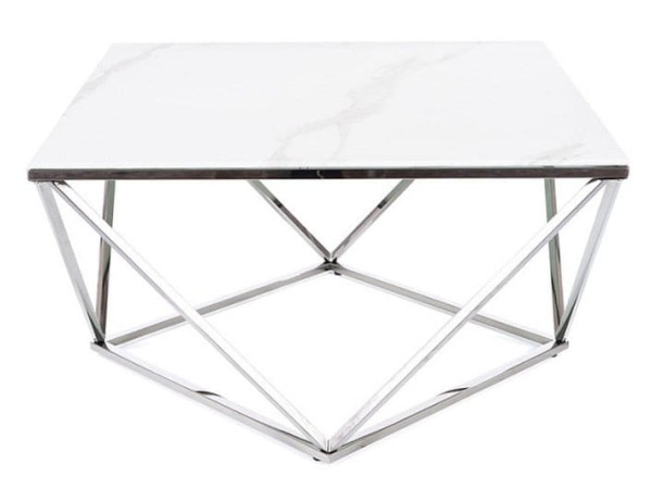 Журнальний стіл Signal SILVER A II Білий ефект мармуру/Сталь-1