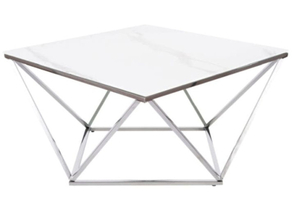 Журнальний стіл Signal SILVER A II Білий ефект мармуру/Сталь-0