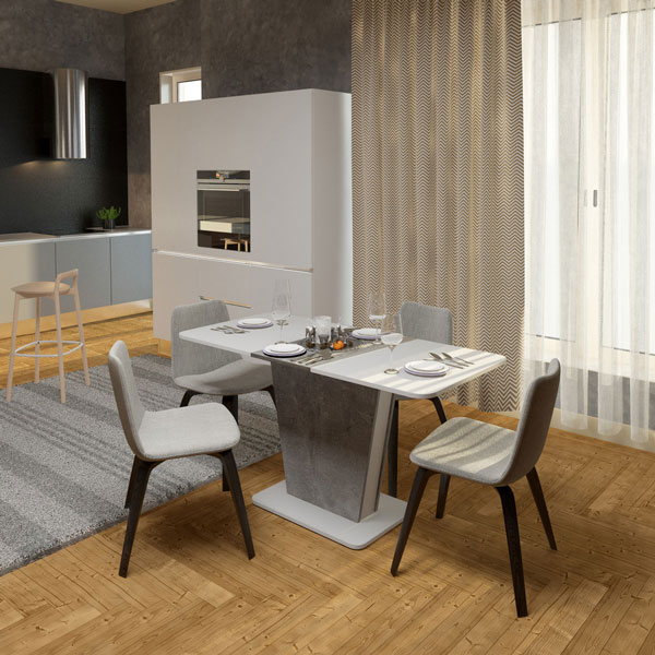 Стол раскладной обеденный Signal Cosmo Белая Аляска/Индастриал-6