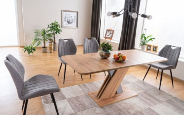 Стол раскладной обеденный Signal Exel Дуб Вотан/Серебряный-4