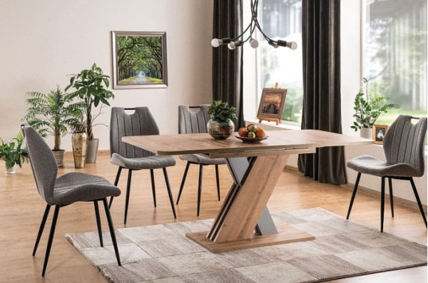 Стол раскладной обеденный Signal Exel Дуб Вотан/Серебряный-5