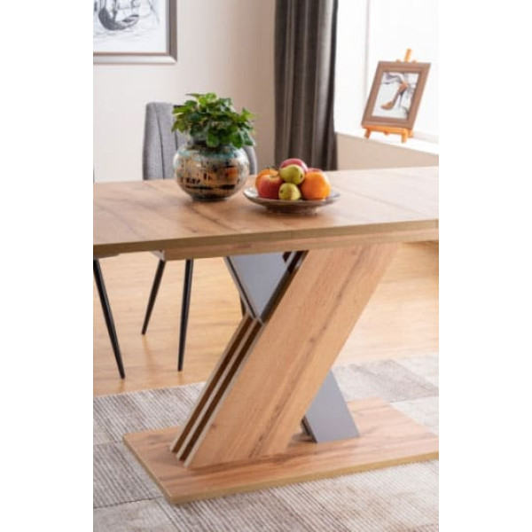 Стол раскладной обеденный Signal Exel Дуб Вотан/Серебряный-3