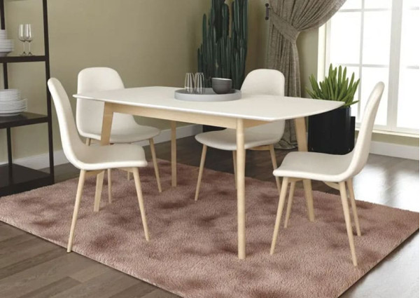 Розкладний обідній стіл Intarsio Exen II Білий-12