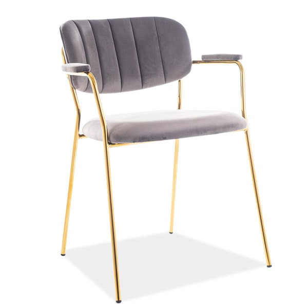 Стілець Signal Carlo II Velvet Сірий Золотий-0