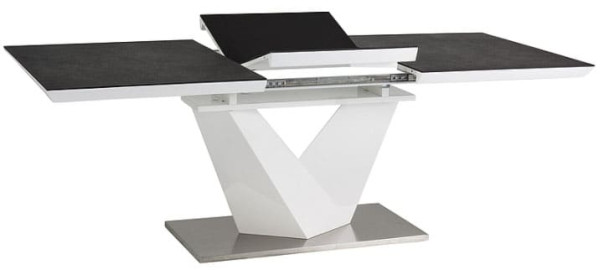 Стол раскладной обеденный Signal Alaras II 120(180)х80 Черный эфект камня/Белый-1