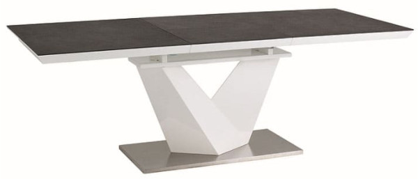 Стол раскладной обеденный Signal Alaras II 120(180)х80 Черный эфект камня/Белый-2