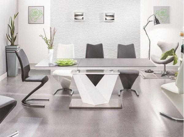 Стол раскладной обеденный Signal Alaras II 120(180)х80 Черный эфект камня/Белый-6