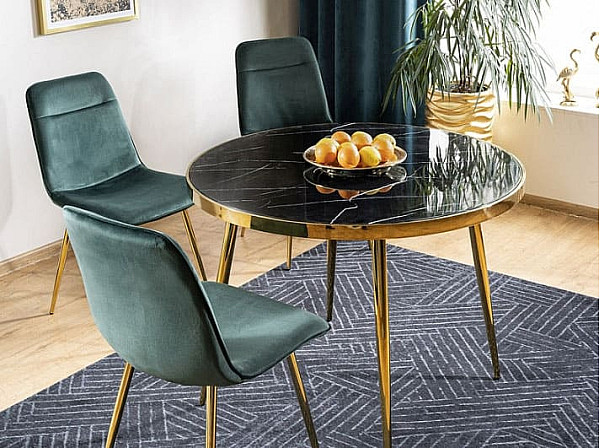 Обеденный стол Signal CALVIN Черный эффект мрамора/Золото-4