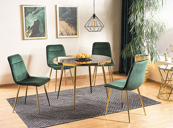 Обеденный стол Signal CALVIN Черный эффект мрамора/Золото-6