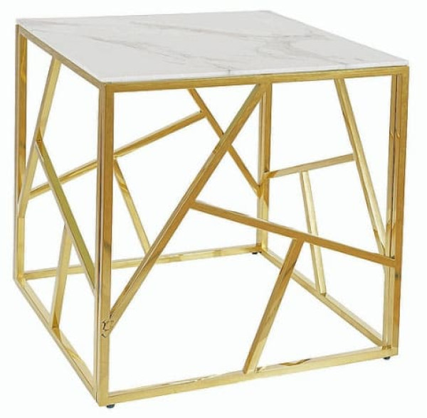 Журнальный стол Signal ESCADA B II Белый эффект мрамора/Золото-0