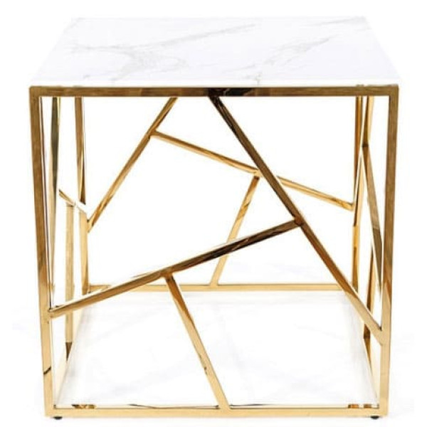 Журнальный стол Signal ESCADA B II Белый эффект мрамора/Золото-1