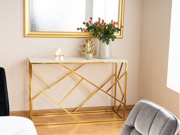 Журнальний стіл Signal ESCADA C II Білий ефект мармуру/Золото-4