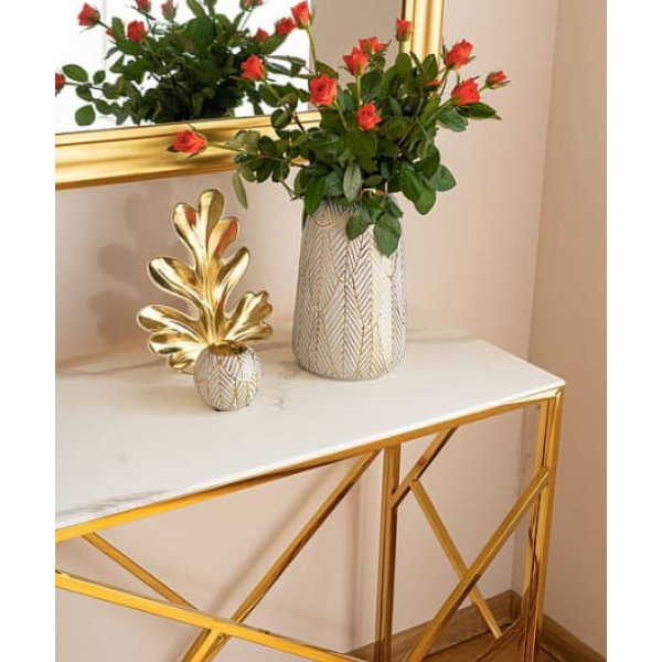 Журнальний стіл Signal ESCADA C II Білий ефект мармуру/Золото-5