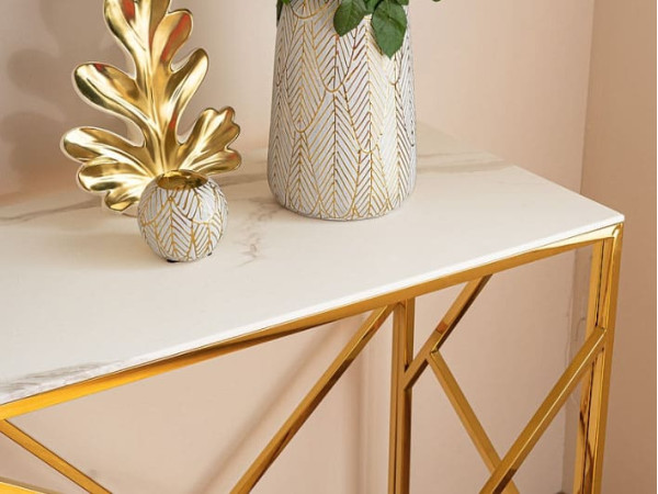 Журнальний стіл Signal ESCADA C II Білий ефект мармуру/Золото-6