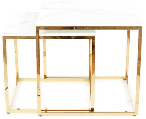 Журнальный стол Signal GLORIA Белый эффект мрамора/Золото-1