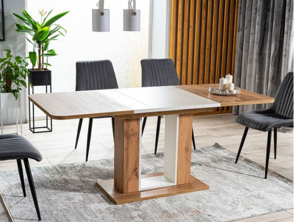 Стол раскладной обеденный Signal TWINS Дуб Артизан/Белый-3