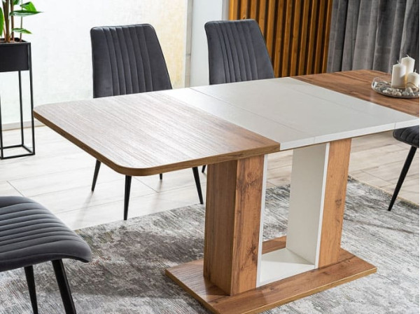 Стол раскладной обеденный Signal TWINS Дуб Артизан/Белый-5