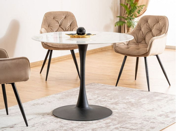 Обеденный стол Signal ONTARIO Белый эффект мрамора/Черный-2