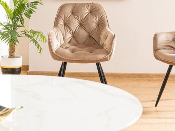 Обеденный стол Signal ONTARIO Белый эффект мрамора/Черный-3