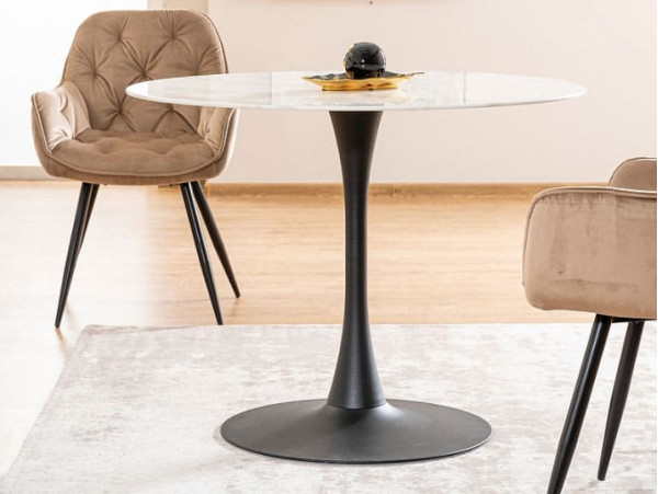 Обеденный стол Signal ONTARIO Белый эффект мрамора/Черный-6