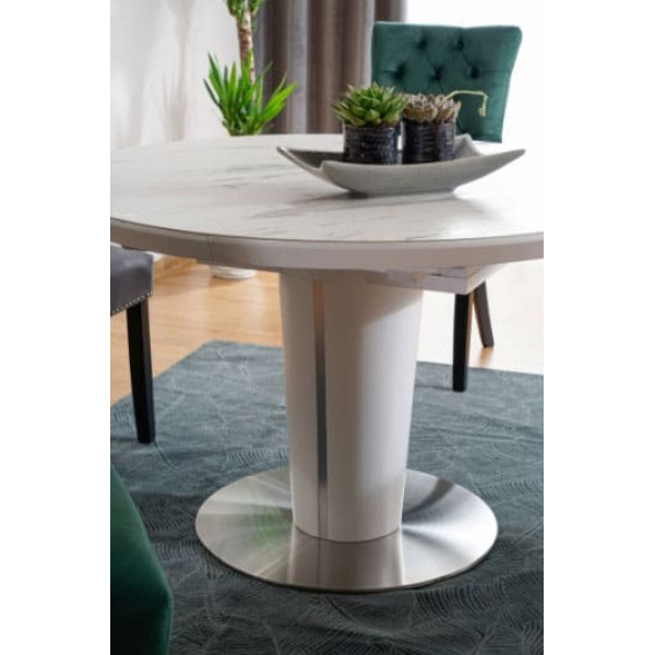 Стол раскладной обеденный Signal Orbit 120 Ceramic Белый Эффект Мармура/Белый-3