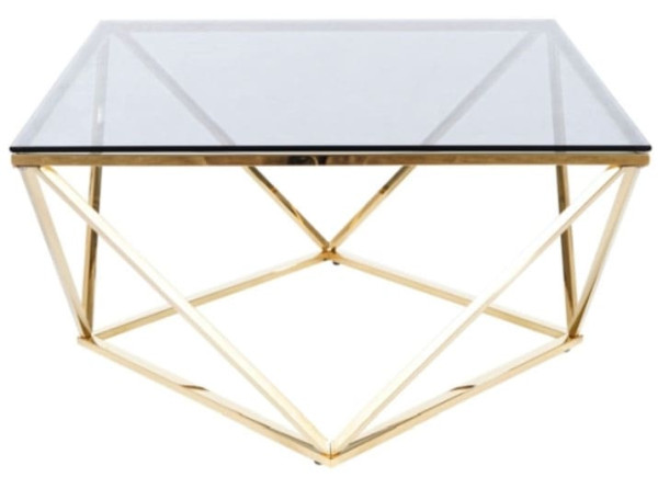 Журнальный стол Signal SILVER A Стекло димчасте/Золото-1