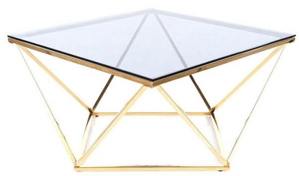 Журнальный стол Signal SILVER A Стекло димчасте/Золото-2