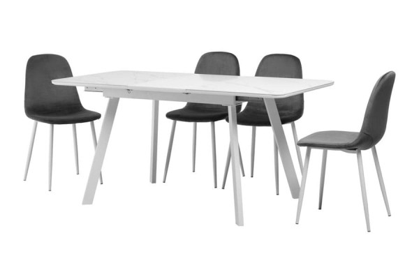 Керамічний стіл розкладний обідній Vetro Mebel TM-81 Білий мармур-12