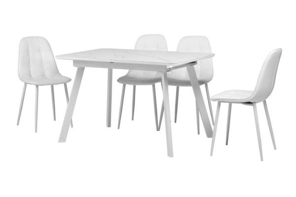 Керамічний стіл розкладний обідній Vetro Mebel TM-81 Білий мармур-3