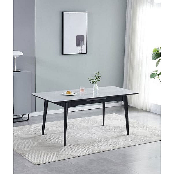 Керамічний стіл розкладний обідній Vetro Mebel TM-89 Памеса грей-чорний-5