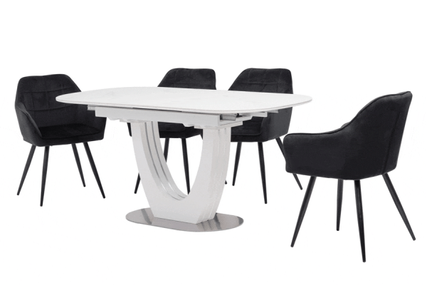 Керамический стол раскладной обеденный Vetro Mebel TML-866 Белый мрамор-1