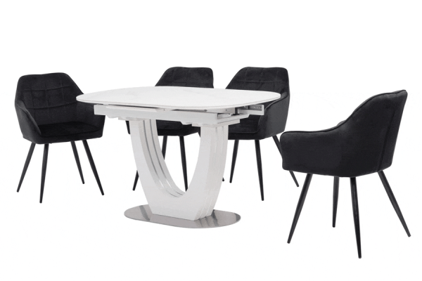 Керамический стол раскладной обеденный Vetro Mebel TML-866 Белый мрамор-2