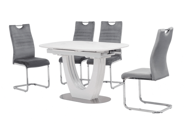Керамический стол раскладной обеденный Vetro Mebel TML-866 Белый мрамор-3