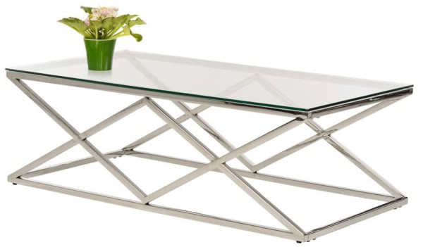 Журнальный стол Vetro Mebel CD-1 Прозрачный-серебро-1
