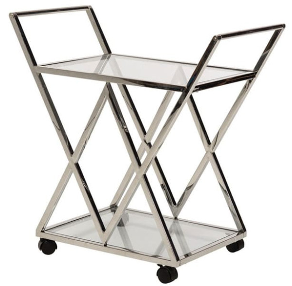 Сервировочный стол Vetro Mebel K-01 Прозрачный-серебро-0
