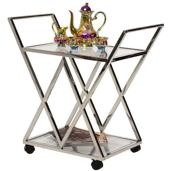 Сервировочный стол Vetro Mebel K-01 Прозрачный-серебро-1