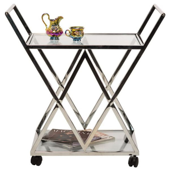 Сервировочный стол Vetro Mebel K-01 Прозрачный-серебро-2