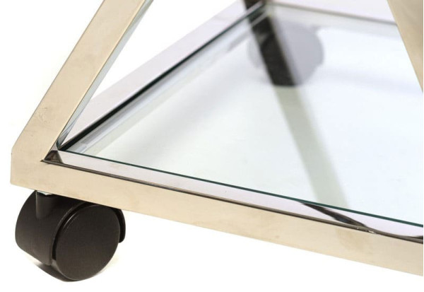 Сервировочный стол Vetro Mebel K-01 Прозрачный-серебро-4