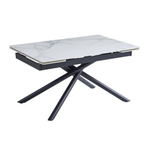 Керамічний стіл розкладний обідній Vetro Mebel TML-819-1 Вайт клауд-чорний