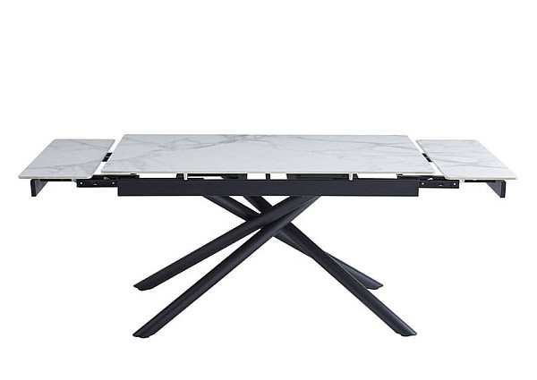 Керамічний стіл розкладний обідній Vetro Mebel TML-819-1 Вайт клауд-чорний-3