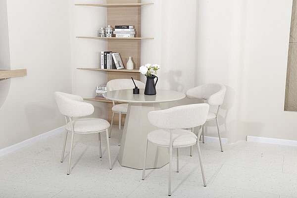 Обідній круглий стіл Vetro Mebel TM-200-1 Поліуретановий МДФ Теплий пісок-7