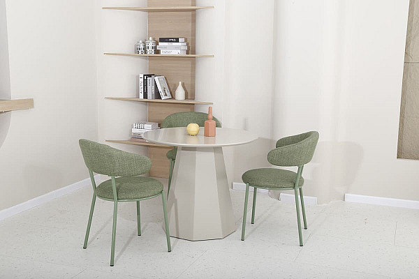 Обідній круглий стіл Vetro Mebel TM-200-1 Поліуретановий МДФ Теплий пісок-8