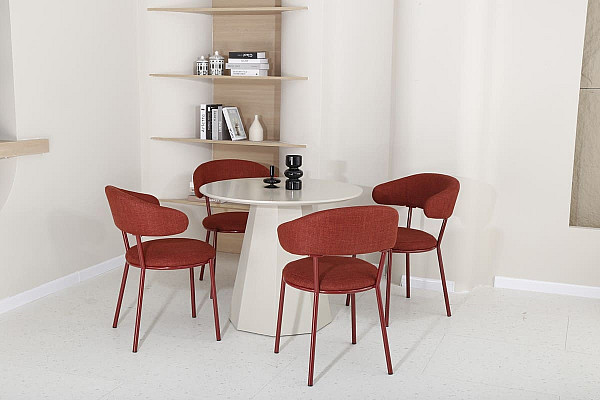 Обідній круглий стіл Vetro Mebel TM-200-1 Поліуретановий МДФ Теплий пісок-9