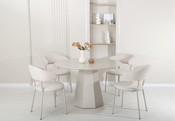 Круглый стол обеденный Vetro Mebel TM-200 Полиуретановый МДФ Теплый песок-8