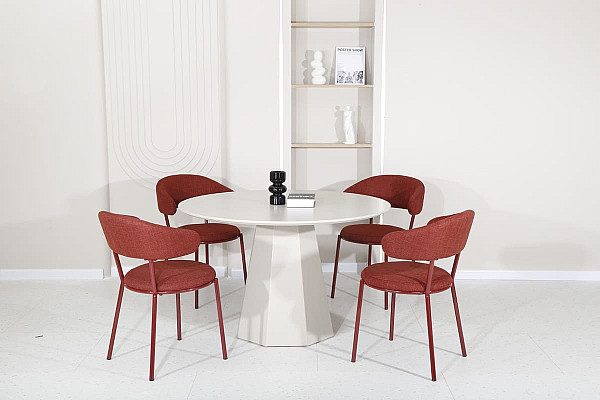 Круглый стол обеденный Vetro Mebel TM-200 Полиуретановый МДФ Теплый песок-10