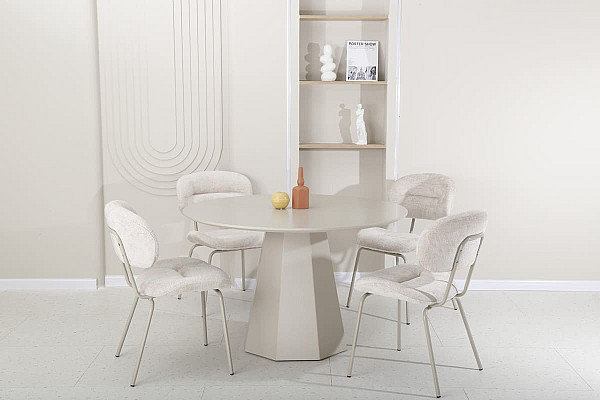 Круглый стол обеденный Vetro Mebel TM-200 Полиуретановый МДФ Теплый песок-9