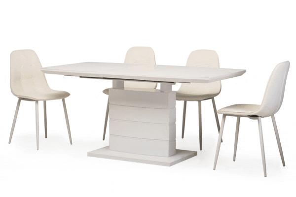 Стіл розкладний обідній Vetro Mebel TMM-50-1 Матовий Білий-4