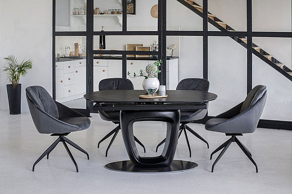 Керамічний стіл розкладний обідній Vetro Mebel TML-825 Неро маркіна-чорний-3