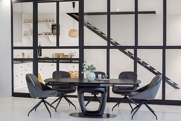 Керамічний стіл розкладний обідній Vetro Mebel TML-825 Неро маркіна-чорний-4