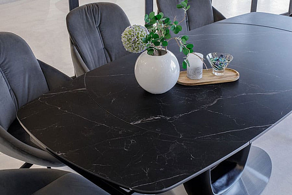 Керамічний стіл розкладний обідній Vetro Mebel TML-825 Неро маркіна-чорний-7